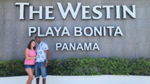 Alvin and Stephanie in front of Westin Playa Bonita